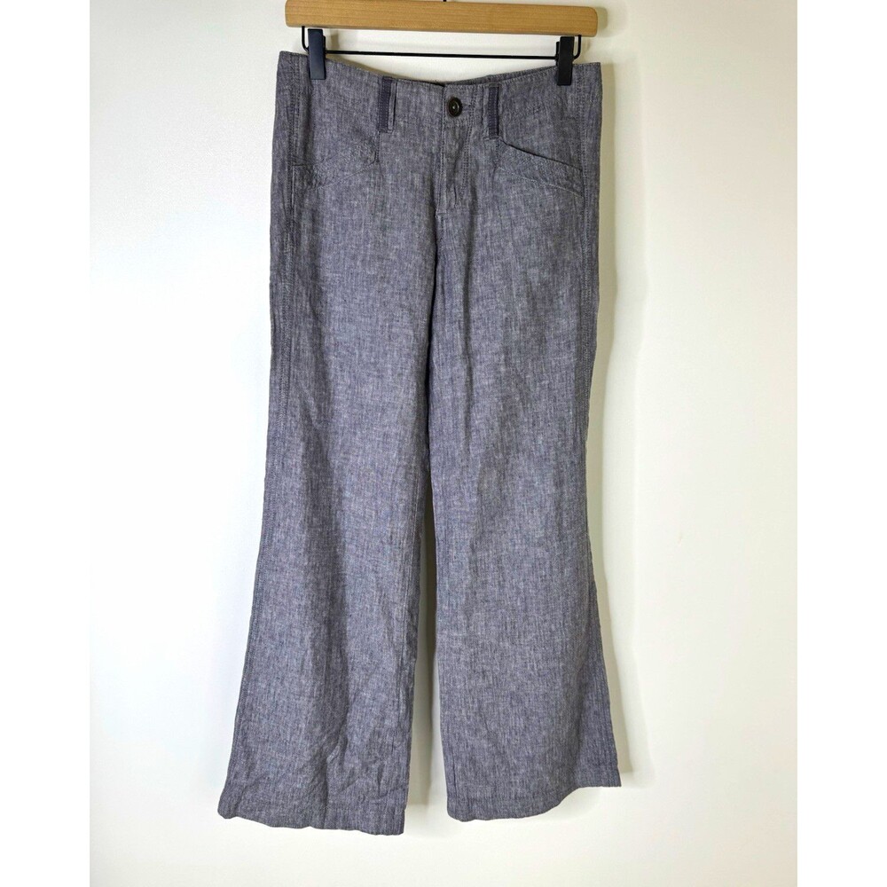Pilcro and the Letterpress Gray Linen Cotton Wide Leg Pants 0 Anthologie